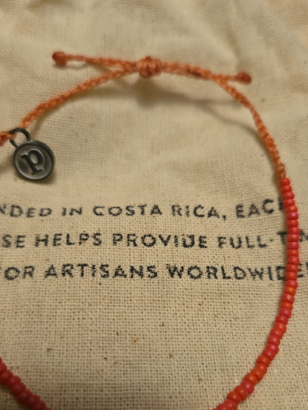 Pura Vida Orange Beaded Bracelet with OM Charm - Picture 2 of 4